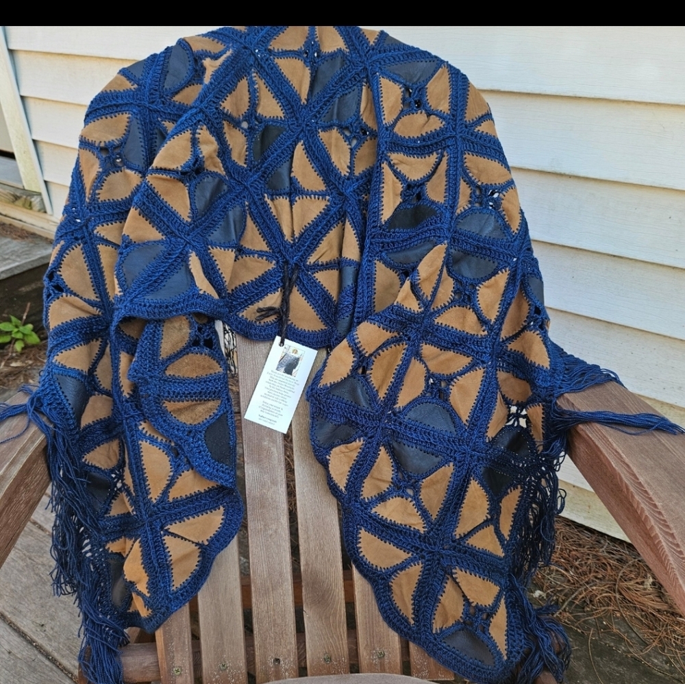 Handmade Equadorian Suede Fringe Shawl